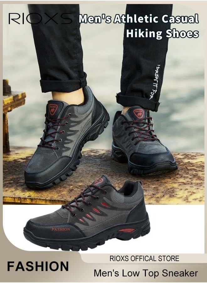 RIOXS - Low Top Sneaker For Men, Men's Waterproof Hiking Shoes, Lightweight Anti Slip Trekking Trails Shoe, Breathable Outdoor Ankle Boots, Running Sneakers For Men, Athletic Shoes Running Walking Gym Shoes, Gift For Daddy Grandfather Boyfriend Husband - Image 1