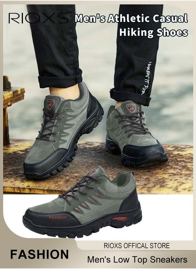 RIOXS - Low Top Sneaker For Men, Men's Waterproof Hiking Shoes, Lightweight Anti Slip Trekking Trails Shoe, Breathable Outdoor Ankle Boots, Running Sneakers For Men, Athletic Shoes Running Walking Gym Shoes, Gift For Daddy Grandfather Boyfriend Husband - Image 1
