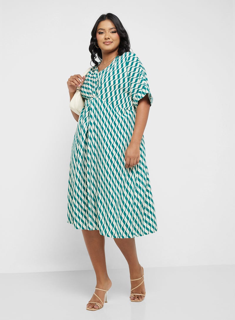 Ginger Plus Twist-Front Printed Dress  - Image 1