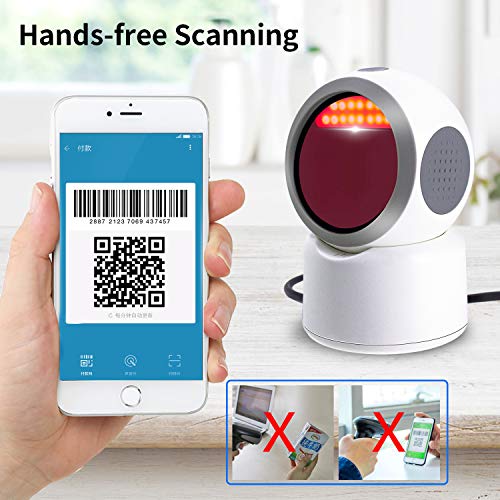 symcode 2D QR Barcode Scanner,Symcode Omnidirectional Hands-Free USB Automatic Barcode Reader for Mobile Payment Computer Screen Scan - Image 3