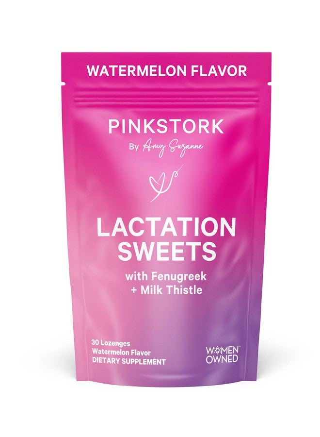 Pink Stork Lactation Sweets Supplement, Breastfeeding Snacks with Fenugreek and Milk Thistle to Support Breast Milk Supply - 30 Watermelon Candy Drops (Packaging May Vary) - Image 1