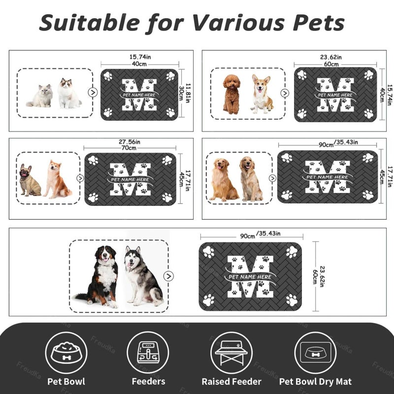 Purple 40cm X 60cm Personalized Pet Feeding Mat With Cat Dog Names Bone And Paw Print Design Quick Drying Absorbent Non Slip For Pet Bowls Indoor Use - Image 5