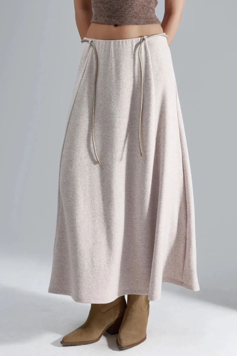 BUSEM Textured Maxi Skirt with Tie Detail