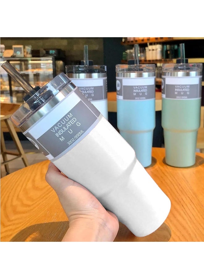 BS زجاجة B&S المعزولة بالفراغ | غطاء ثلاثي الوظائف مانع للتسرب | زجاجة تمبلر خالية من BPA | زجاجة معزولة من الفولاذ المقاوم للصدأ 304 | زجاجة مياه ساخنة وباردة لمدة 12 ساعة | زجاجة فراغ 900 مل (أبيض) - Image 5