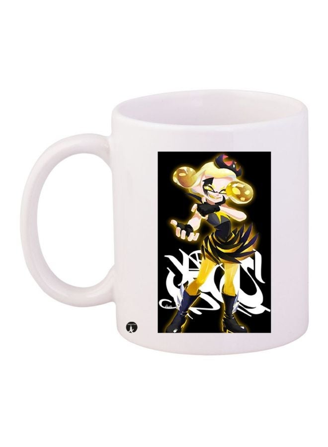Anime Printed Coffee Mug White/Yellow/Black 11ounce