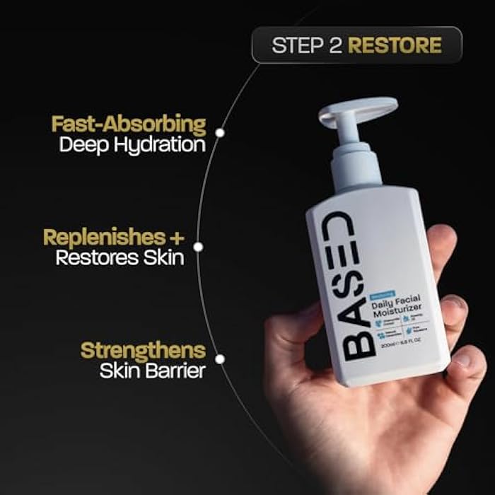 Based Bodyworks BASED Skincare Trio - Daily Facial Cleanser, Moisturizer & Skin Revival Spray - Complete Men's Skincare System - Hypochlorous Acid, Bamboo Charcoal & Ceramides - All Skin Types - Image 4
