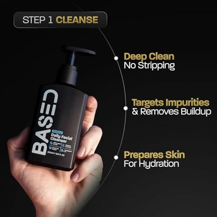 Based Bodyworks BASED Skincare Trio - Daily Facial Cleanser, Moisturizer & Skin Revival Spray - Complete Men's Skincare System - Hypochlorous Acid, Bamboo Charcoal & Ceramides - All Skin Types - Image 3