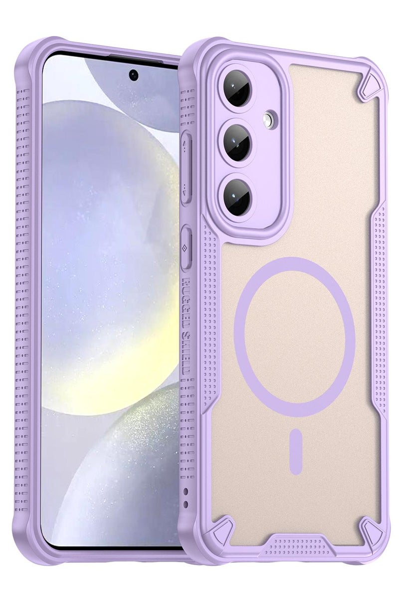 Cover For Samsung Galaxy S25 Plus Armor Glaze MagSafe Magnetic Phone Case Raised edges around the screen and camera lens help prevent scratches - Purple - Image 1
