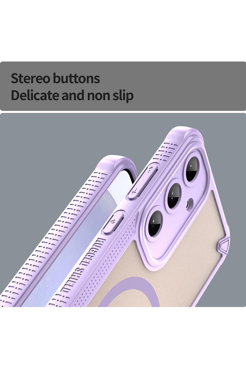 Cover For Samsung Galaxy S25 Plus Armor Glaze MagSafe Magnetic Phone Case Raised edges around the screen and camera lens help prevent scratches - Purple - Image 5