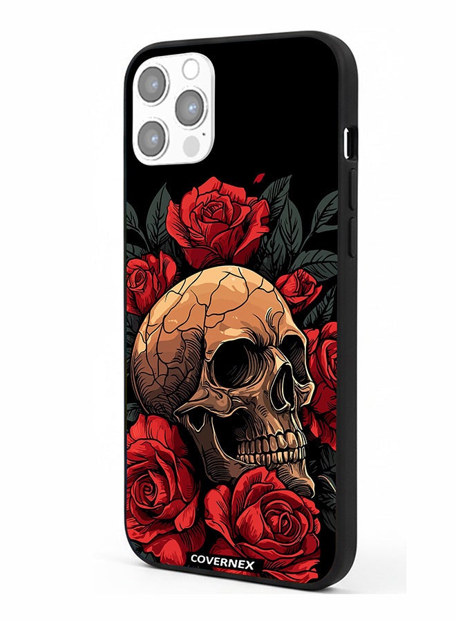 Covernex Apple iPhone 12 Pro Protective Case Cover Printed Featuring Gothic with Roses Illustration - Image 1
