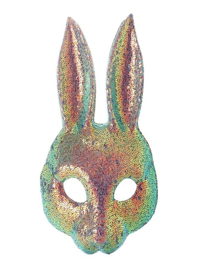Hosfairy 1Pcs Hallween Animal Rabbit Mask Rabbit Ears Mask Sequin Rabbit Mask for Halloween Easter Costume Party Cosplay Props - Image 2