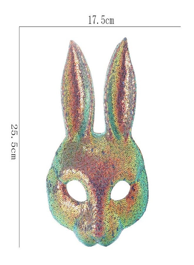 Hosfairy 1Pcs Hallween Animal Rabbit Mask Rabbit Ears Mask Sequin Rabbit Mask for Halloween Easter Costume Party Cosplay Props - Image 5