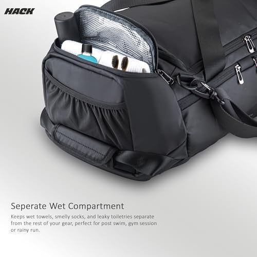Hack Athletics 30L Duffle Gym Bag for Men & Women – Water-Resistant Sports, Travel & Fitness Bag with Wet Pocket, Multiple Compartments, Durable Polyester, and Adjustable Shoulder Strap - Image 3