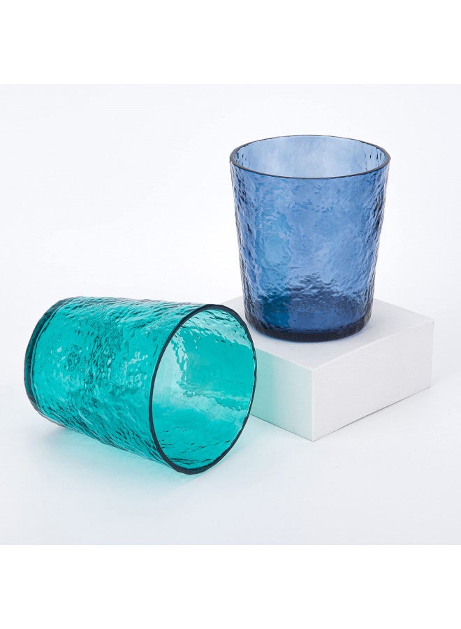 KX-WARE 12-ounce Acrylic Old Flashion Glasses Plastic Tumblers, set of 8 Blue - Image 2