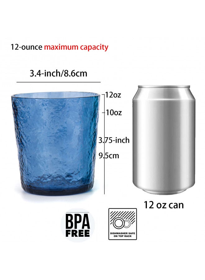 KX-WARE 12-ounce Acrylic Old Flashion Glasses Plastic Tumblers, set of 8 Blue - Image 1