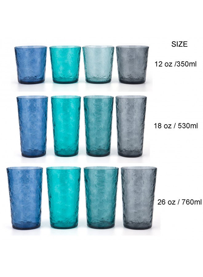 KX-WARE 12-ounce Acrylic Old Flashion Glasses Plastic Tumblers, set of 8 Blue - Image 4