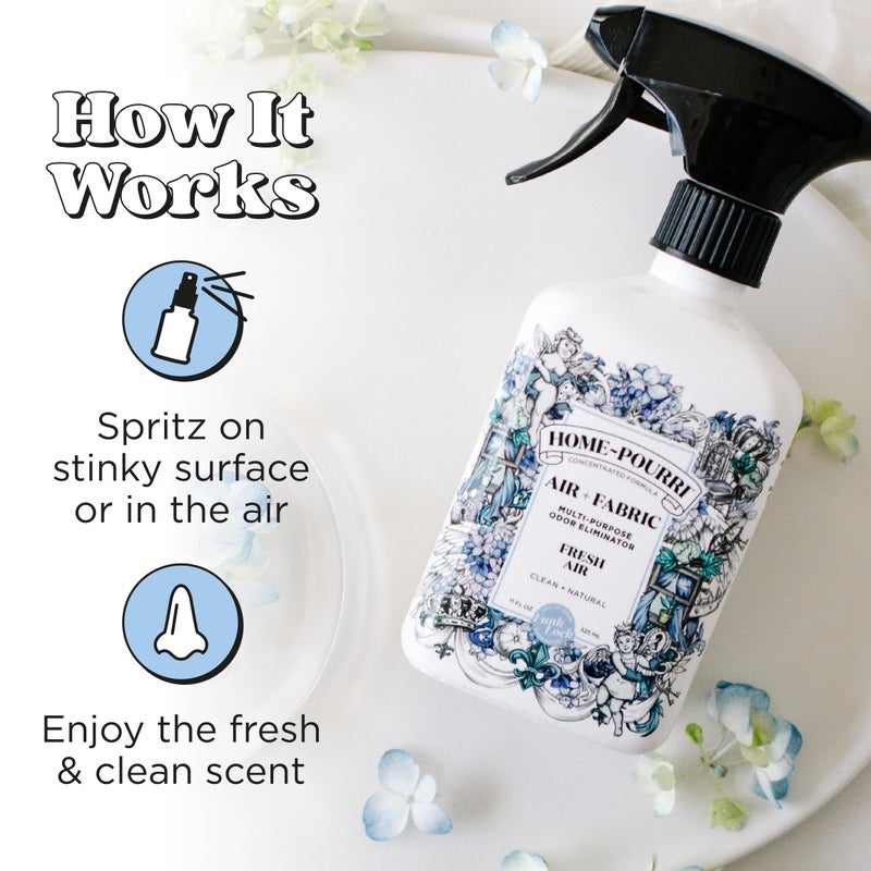 Poo-Pourri Home-Pourri Air + Fabric Multi-Purpose Odor Freshener Spray, 11 Fl Oz, Up to 570 Uses, Fresh Air Scent, Room Deodorizer with Essential Oils, for Carpets, Couches, Bedding & Curtains - Image 2