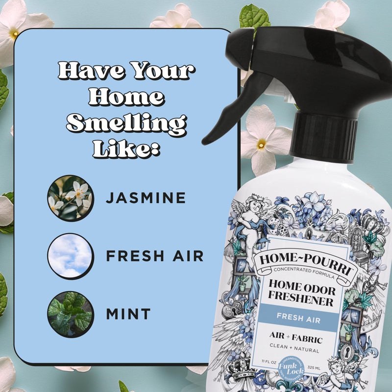 Poo-Pourri Home-Pourri Air + Fabric Multi-Purpose Odor Freshener Spray, 11 Fl Oz, Up to 570 Uses, Fresh Air Scent, Room Deodorizer with Essential Oils, for Carpets, Couches, Bedding & Curtains - Image 5