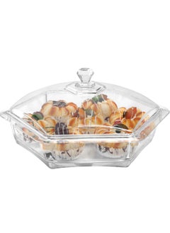 Life Smile LIFE SMILE Serving Platter - Nuts Plate with Cover - Break Resistant Acrylic Spill Proof Decorative Candy Platter For Appetizer, Nuts, Candy, Sweets, Cookies  - Image 1