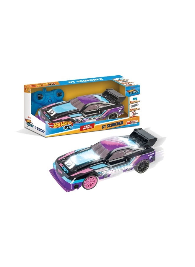 Hot Wheels سيارة تحكم عن بعد هوت ويلز سكورتشر GT مع تأثيرات الإضاءة 1/24 تعمل بالبطارية | سيارة سباق | سيارة للعرض | مركبة لعبة | هدية لجمع المتعلقات والأطفال - Image 3