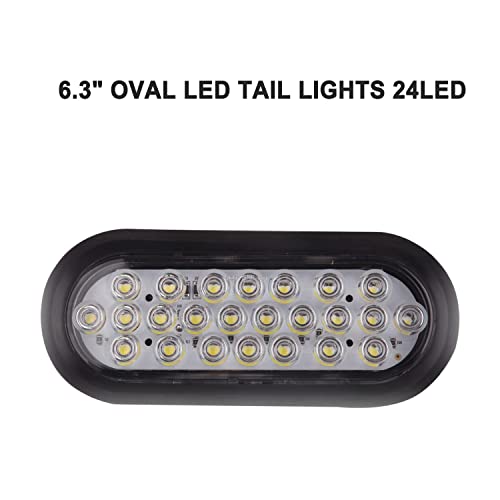 Konrali 4Pcs 6“ Oval White LED Trailer Tail Lights 24 LED, 6 Oval Led Trailer Backup Reverse Lights Tail Fog Running Lights w/Grommets and 3 Wire Prong Pigtails Waterproof - Image 2