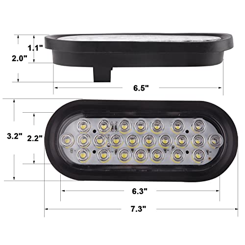 Konrali 4Pcs 6“ Oval White LED Trailer Tail Lights 24 LED, 6 Oval Led Trailer Backup Reverse Lights Tail Fog Running Lights w/Grommets and 3 Wire Prong Pigtails Waterproof - Image 5