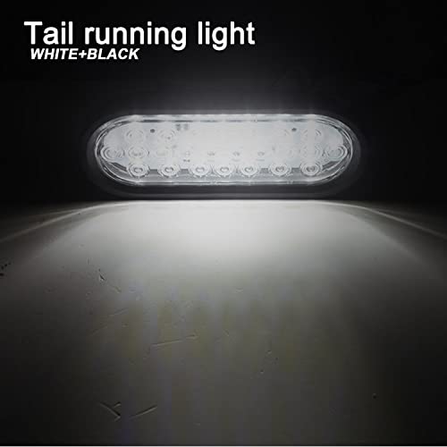 Konrali 4Pcs 6“ Oval White LED Trailer Tail Lights 24 LED, 6 Oval Led Trailer Backup Reverse Lights Tail Fog Running Lights w/Grommets and 3 Wire Prong Pigtails Waterproof - Image 4
