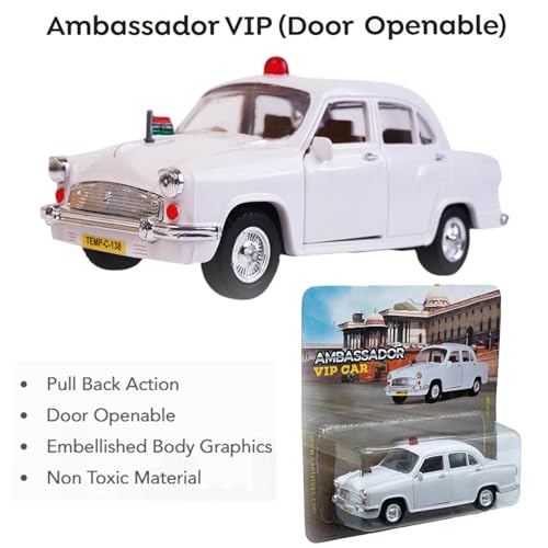 Magicwand Die-Cast 1:36 Scale?Ambassador Vip? Classic With Openable Doors & Pull Back Action?Pack Of 1?, White - Image 3