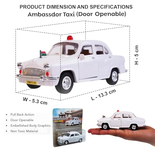 Magicwand Die-Cast 1:36 Scale?Ambassador Vip? Classic With Openable Doors & Pull Back Action?Pack Of 1?, White - Image 2