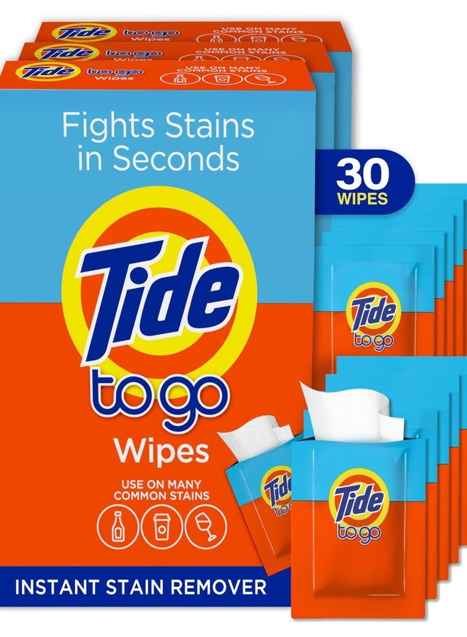 Tide To Go Stain Remover Wipes for Clothes, Instant Laundry Travel Stain & Spot Remover, 3 Pack, (30 Wipes Total) - Image 1