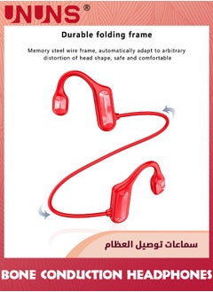 UNUNS Bone Conduction Headphones,Wireless Open-Ear Bluetooth 5.2 Bone Conduction Sports Headphones,Waterproof Wireless Headsets For Sports Running Walking,Lightweight Open Earburs Headsets,Red  - Image 2