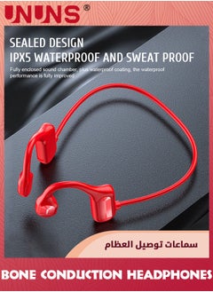 UNUNS Bone Conduction Headphones,Wireless Open-Ear Bluetooth 5.2 Bone Conduction Sports Headphones,Waterproof Wireless Headsets For Sports Running Walking,Lightweight Open Earburs Headsets,Red  - Image 5
