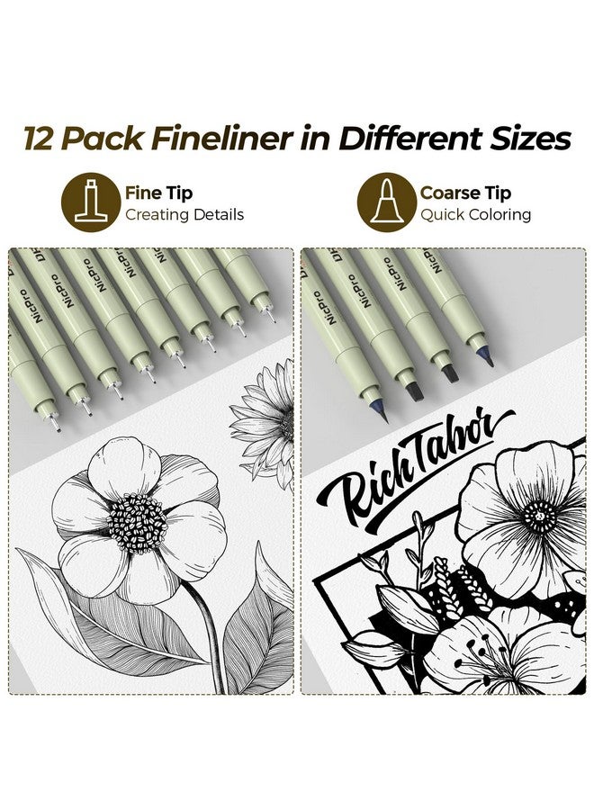 Nicpro 58Pcs Art Drawing Supplies Kit In Leather Case, Mp1000 Black Metal Mechanical Pencil Set With Drafting Pencil 0.5, 0.7, 0.9 & 2Mm, 12 Micron Pen, Sketch Book, 30 Tube Lead Refills For Sketching - Image 2