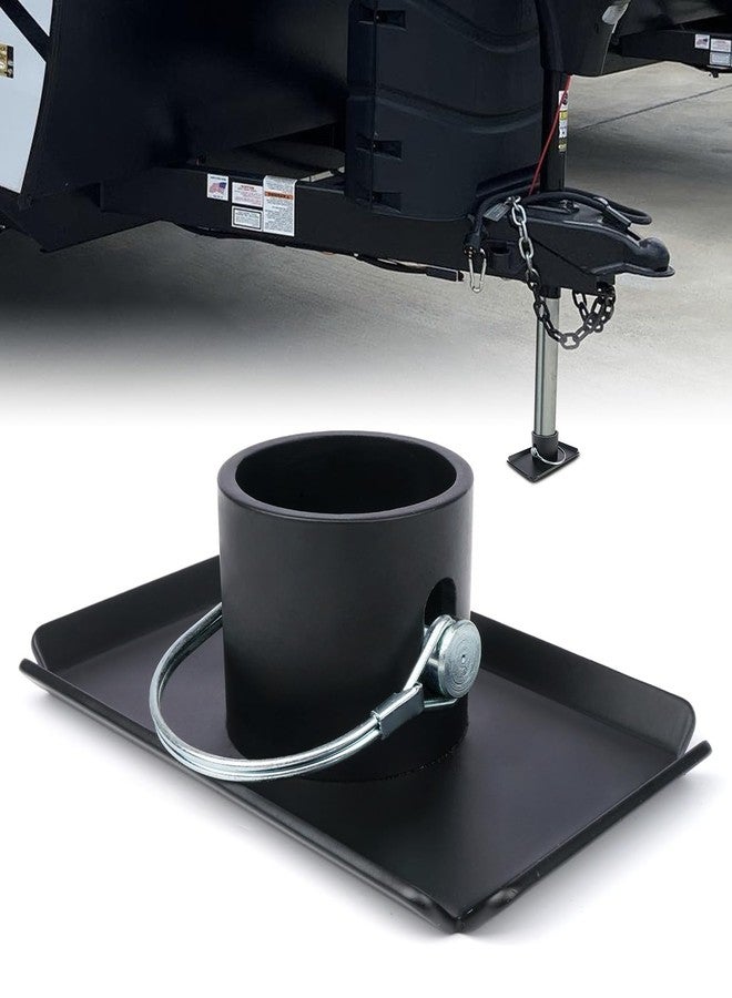 Aupar Trailer Jack Foot Plate with Pin Base, 5000lbs Capacity Trailer Jack Foot Pad Compatible with Boat Trailer Jack Tongue Parts, Boat Hitch Camper, RV, A-Frame Boat - Black - Image 1