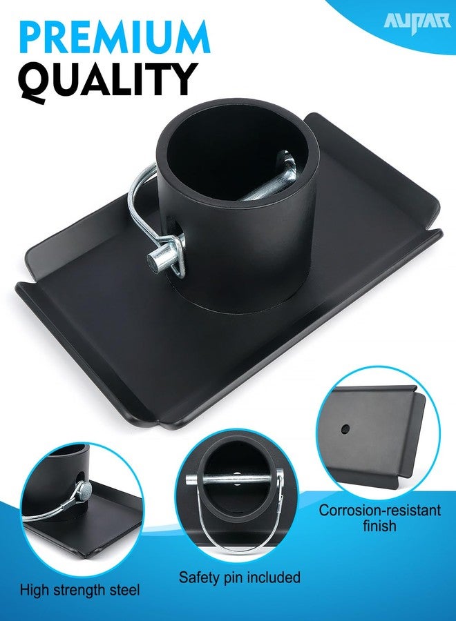 Aupar Trailer Jack Foot Plate with Pin Base, 5000lbs Capacity Trailer Jack Foot Pad Compatible with Boat Trailer Jack Tongue Parts, Boat Hitch Camper, RV, A-Frame Boat - Black - Image 3