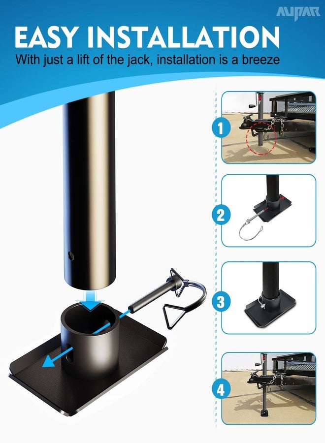 Aupar Trailer Jack Foot Plate with Pin Base, 5000lbs Capacity Trailer Jack Foot Pad Compatible with Boat Trailer Jack Tongue Parts, Boat Hitch Camper, RV, A-Frame Boat - Black - Image 5