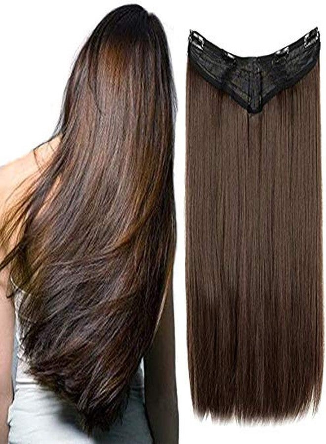 Samyak Clips in based 3/4 head covering Straight Texture in Natural Brown Colour Hair Extensions and Wigs For Women and girls (5 clips in 1 hair extension) - Image 1