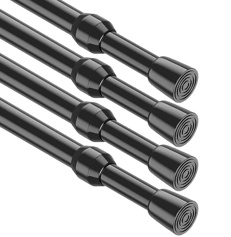 MEXAU 4Pcs Tension Curtain Rod 2639 inch Spring Tension Rods Black Tension Rods Adjustable Spring Rod Extendable Tension Rod For Kitchen Bathroom Window BookshelfCloset