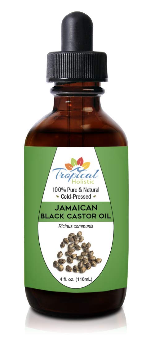 Tropical Holistic 100% Pure Jamaican Black Castor Oil 4 oz - Premium Natural Black Castor Oil for Hair Growth, Beard, Eyelashes, Edges, Scalp Grease, Dandruff, and Eyebrows 