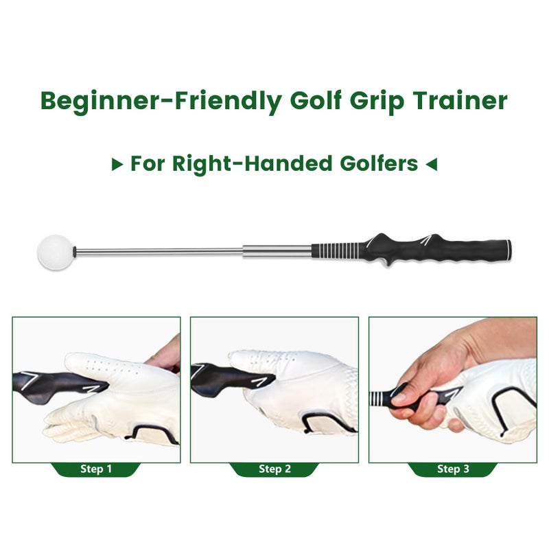 FODESAN Retractable Golf Swing Trainer, Training Aid with Grip Trainer, Swing Mechanics for Beginners & Tempo Training for Advanced, Click Feedback, Arm Connection, Right-Handed, Indoor/Outdoor - Image 5