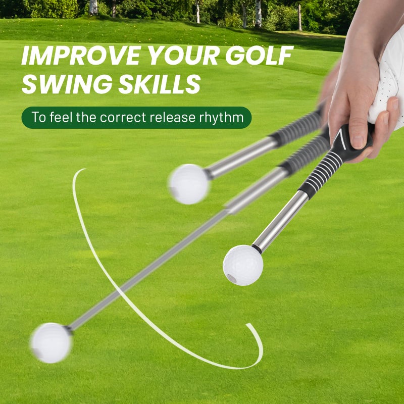 FODESAN Retractable Golf Swing Trainer, Training Aid with Grip Trainer, Swing Mechanics for Beginners & Tempo Training for Advanced, Click Feedback, Arm Connection, Right-Handed, Indoor/Outdoor - Image 4