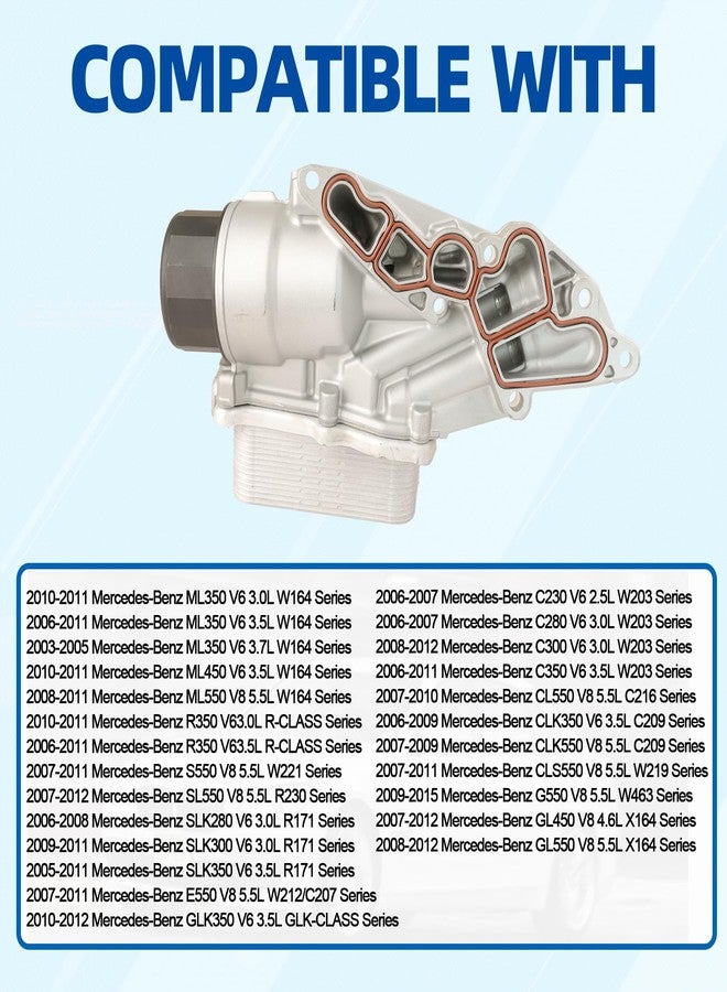 MITZONE غطاء فلتر مبرد الزيت من MITZONE متوافق مع سيارات مرسيدس بنز C230، C300، C350، GLK350، ML450، S550، SLK300، R350، CL550، CLK550، GL550، E550، SL550، CLS550 موديلات 2006-2015 بمحركات V6 سعة 2.5 لتر، 3.0 لتر، 3.5 لتر، 3.7 لتر، وV8 سعة 5.5 لتر. رقم القطعة: 2721800110 - Image 2