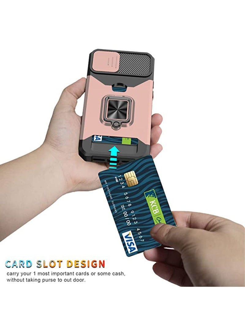iPhone 14 Plus Case Cover 6.7 inch with Slide Camera Protection Card Holder Hard Ring Stand Hybrid Kickstand Cell Accessories iPhone 14+ iPhone 14Plus Women Rose Gold  - Image 5