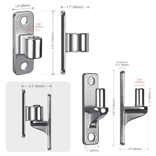 Insaga 304 Stainless Steel Gate Hinges, One Piece with Non-Welding Gate Hinges Heavy Duty with 5/8'', 2Pack Wall Mount Gate Hinges for Farm Gates, Gate Hinges for Wooden Fences, Capacity up to 600lbs - Image 4