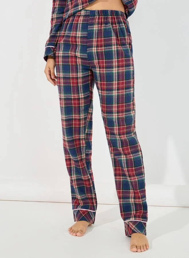 Styli Checked Button Through Shirt & Pyjama Set