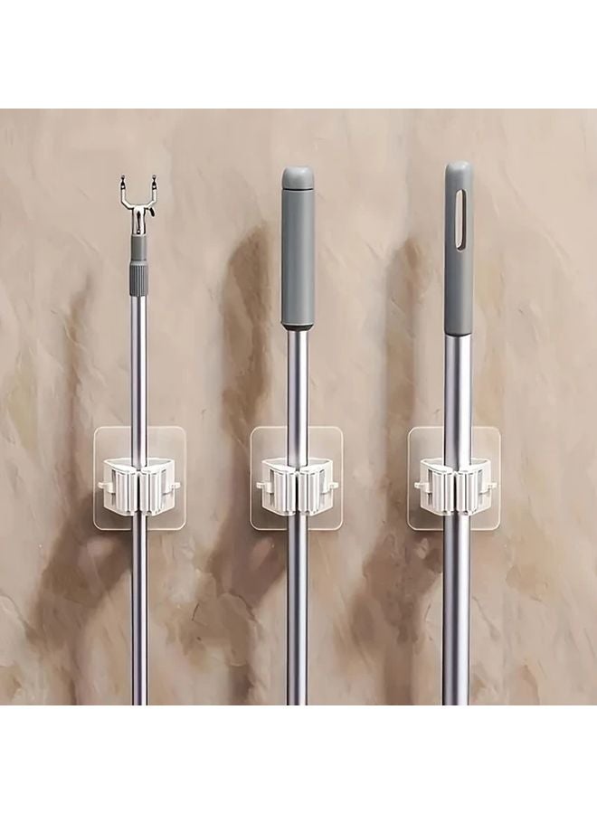 5 قطع حامل ممسحة ودلو بدون حفر خطافات تخزين قوية مثبتة على الحائط توفير المساحة - Image 4