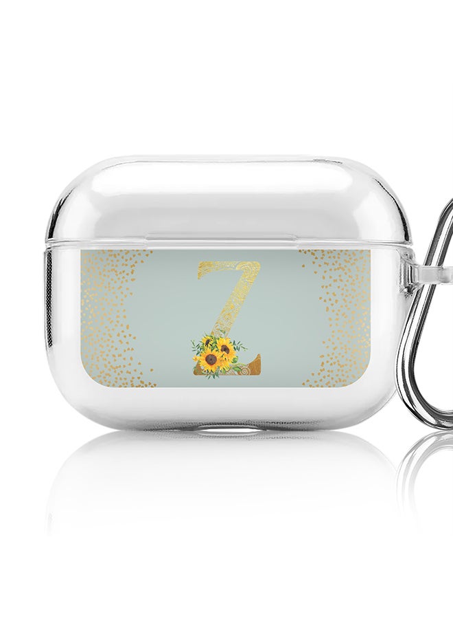 Stylizedd Classic Clear printed Case for Apple AirPods Pro 2nd Generation Thin Transparent Cover - Custom Monogram Initial Letter Mandala Floral Pattern Alphabet - Z ( Light Green ) - Image 1