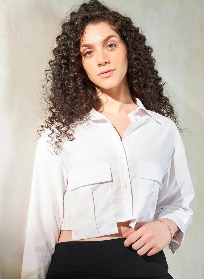 Virgio VIRGIO 100% Cotton Crop Shirt With Cargo Pockets