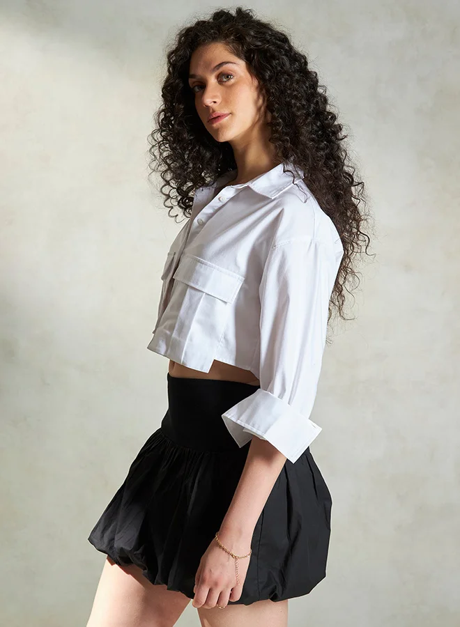 Virgio VIRGIO 100% Cotton Crop Shirt With Cargo Pockets