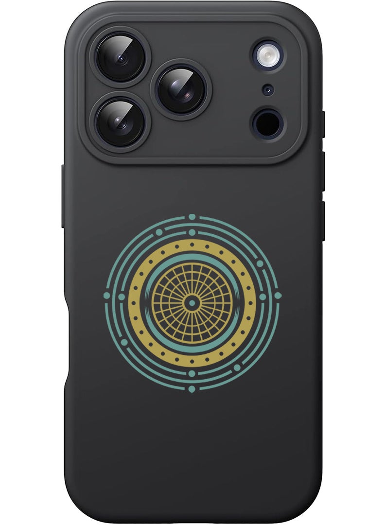 Theodor Protective Slim Fit Case Liquid Silicone Cover with Full Body Protection Anti-Scratch Shockproof Case For Apple iPhone 17 Pro (Black) Mandala 2 - Image 1